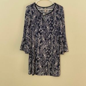 Blue and white flowered pattern shirt/dress